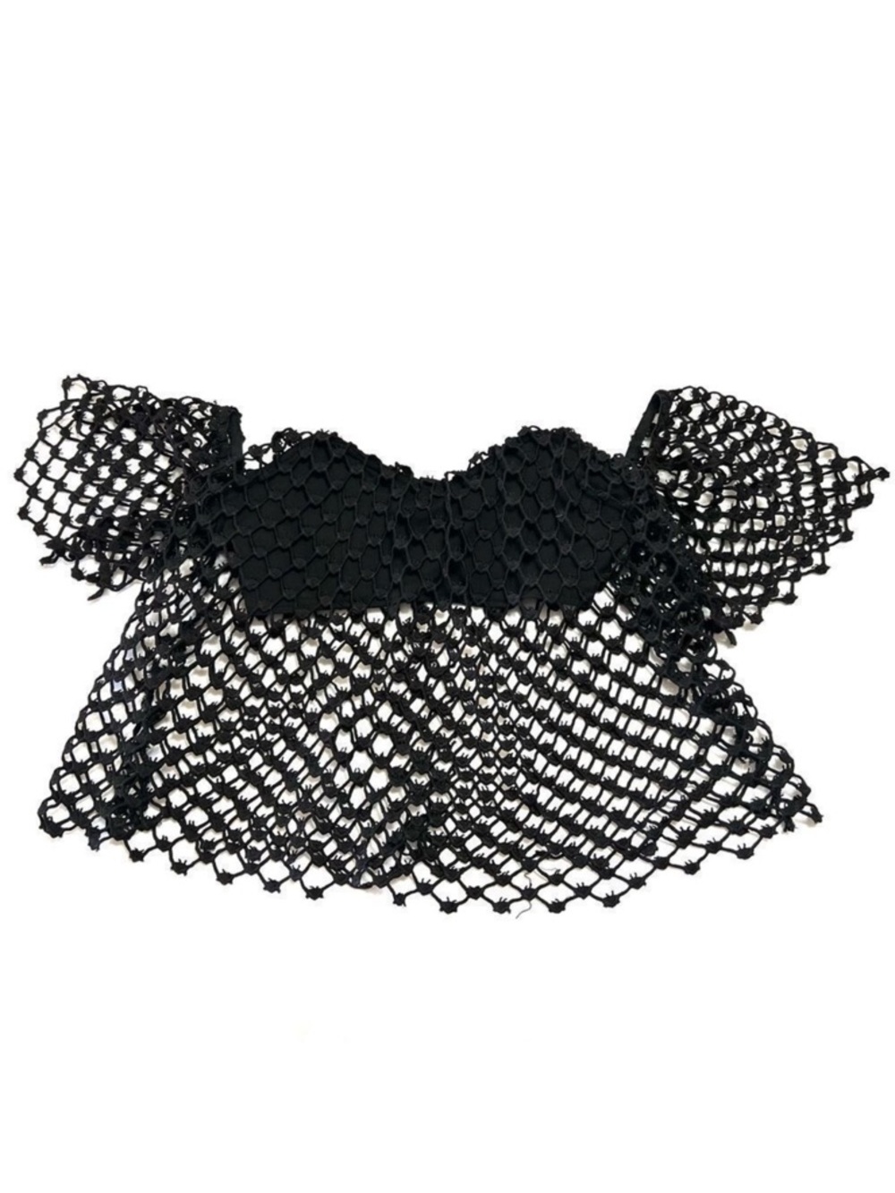 Ecru Lab Black Mesh Crochet Off The Shoulder Top Bra Top size Small